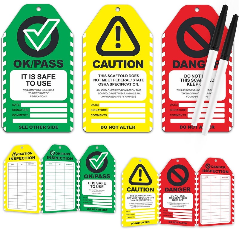 Fiivas Scaffold Inspection Tags 50 Pack, Performance Never Tear Scaffolding Safety Inspection Tags, Waterproof Scaffold Inspection Tag Outdoor, OSHA Compliant Scaffold Tags Cards Red Yellow Green - Image 2